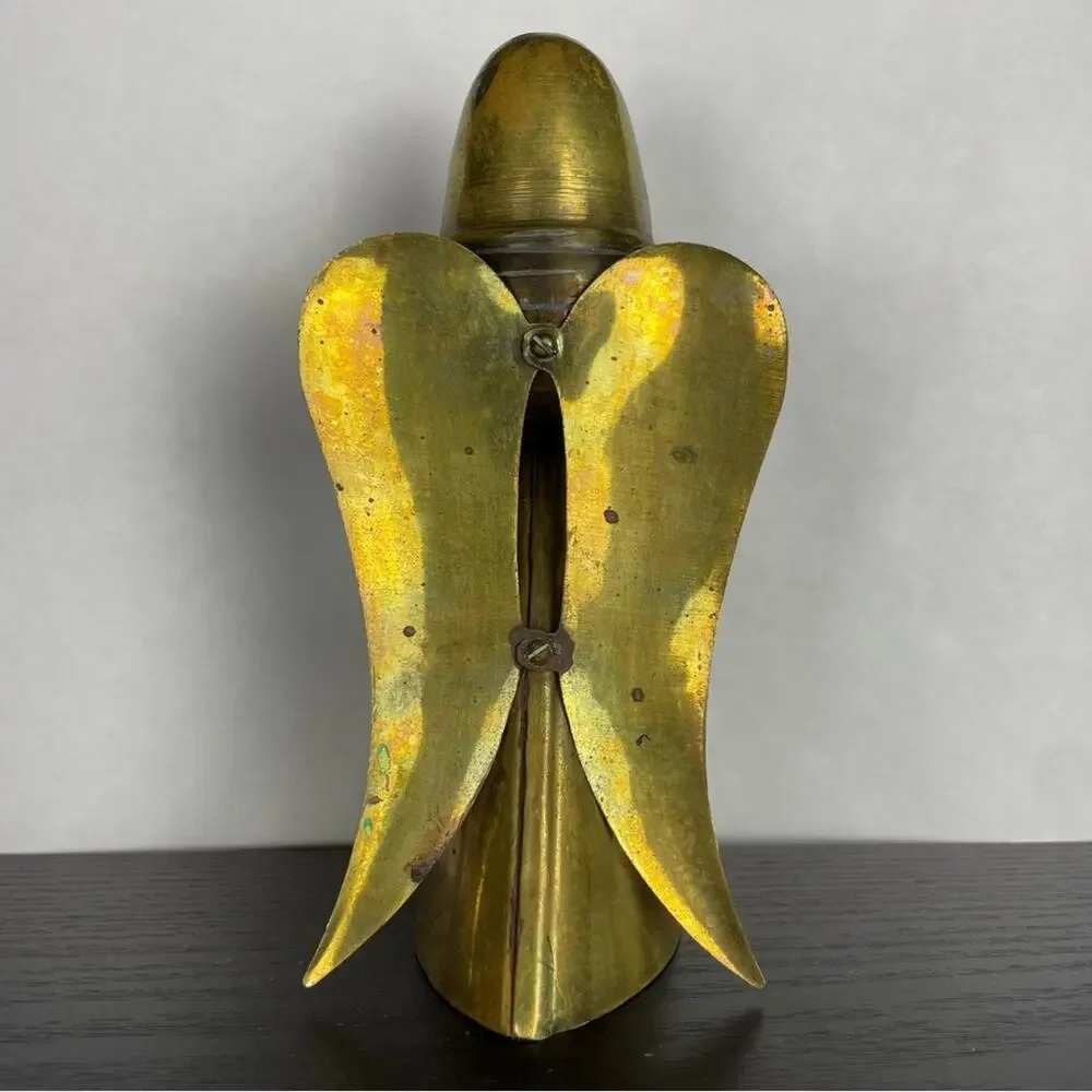 Vintage Brass Angels Candle Holder Pair Shabby Chic Farmhouse Style Rustic Decor